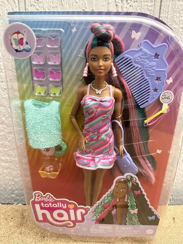 Barbie AA Totally Hair Butterfly-Themed Doll 15 Hair & Fashion Accessories New