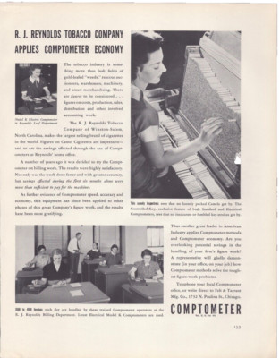1938 Print Ad Comptometer R J Reynolds Tobacco Co Applies Figures Costs Product