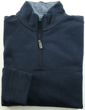 New Mens Perry Ellis Mock Neck 1/4 Zip Waffle Knit Navy Pullover Sweater S