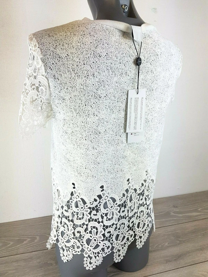 Brand New Summer Ladies Vero Moda Short Sleeve Floral Lace Top White SMALL B3411 - Image 4 of 4