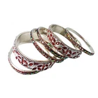 Red Silver Colour Bangles  Pakistani Churi Chudiya Bride Bollywood kada  (KBD)