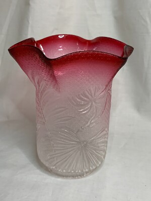 Victorian art glass rubena large Flower and Leaf lamp shade