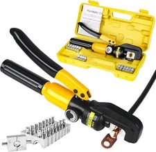 Battery Cable Crimping Tool 10 Tons 12 AWG to 00 (2/0) Hydraulic Hose Crimper