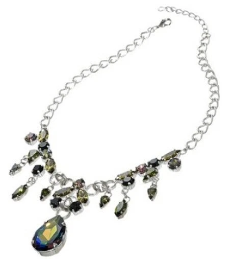 NEU COLLIER HALSKETTE FUNKELND SWAROVSKI STRASSSTEINE grün silber 149€ *015911 - Bild 2 von 4