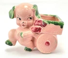 Vintage Shawnee Pottery Dog with Cart Planter