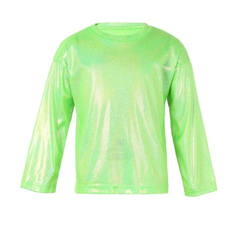 Kids Girls Boys Shiny Metallic T-shirt Sparkly Jazz Dance Top Performance Blouse - Picture 52 of 126