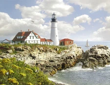 Island lighthouse Oil painting wall picture art printed on canvas L1341