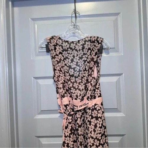 Fame & Partners Pink Floral Sleeveless Ruffle Wrap Dress size 10 - Picture 10 of 11
