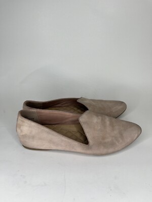 Birdies Pink Suede Slip On Flats Shoes Pointed Toe Women's Size 6 Quilted Insole