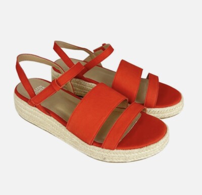 Eileen Fisher Womens Devi Platform Espadrille Sandal Size 7 Orange Open Toe