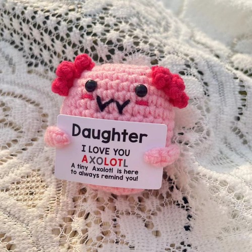 Inspirational Positive Crochet Axolotl Emotional Support Doll Daughter Girl Gift - Picture 19 of 21