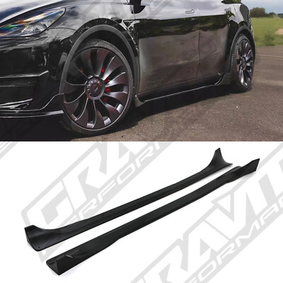 SEITENSCHWELLER VERLÄNGERUNG KLINGEN SPLITTER PAAR GLANZ SCHWARZ FÜR TESLA MODEL Y 2020+