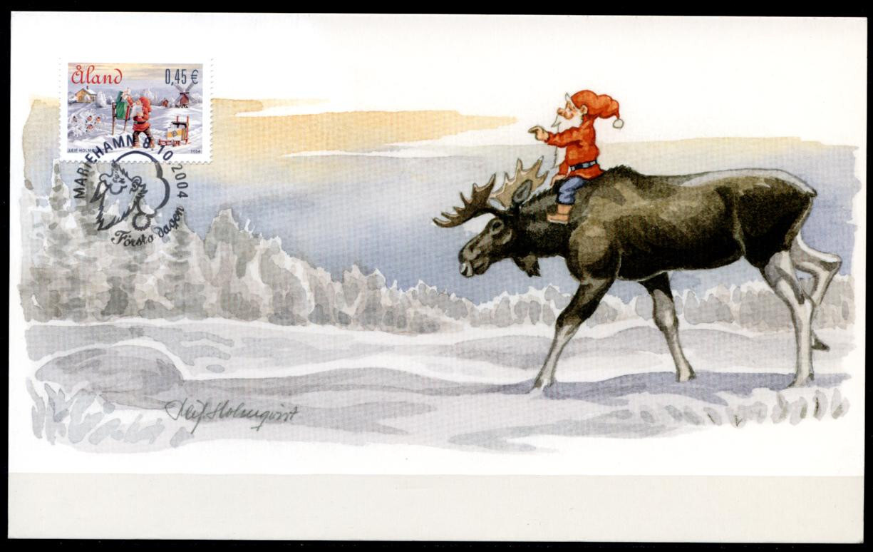 Weihnachten. Weihnachtsmann als Postbote. Ersttagskarte-Brief. Aland 2004
