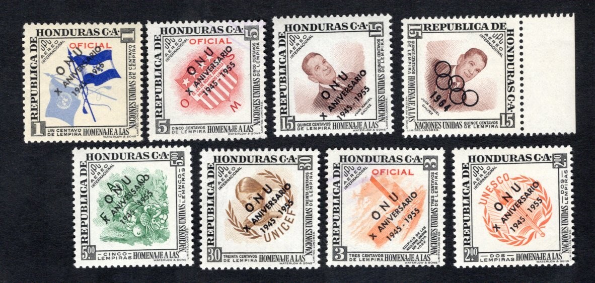 Honduras 1956 8 stamps Mi#513-521 Ovpt PROOF R MNH