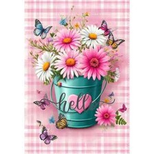 NEW ADORABLE STUNNING COLOR HELLO SPRING BUTTERFLIES GARDEN FLAG 12X18
