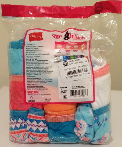 Hanes Bikinis Girls Size 14 Cotton Underwear 8 Pack - Picture 2 of 4