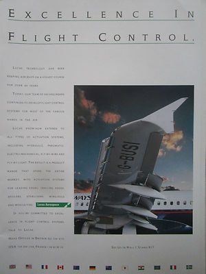 9/1990 PUB LUCAS AEROSPACE AIRCRAFT FLIGHT CONTROL SYSTEMS BRITISH AIRWAYS AD