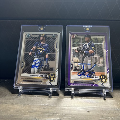 #ad Jeferson Quero Lot Of 2 Signed IP Auto 2021 1st Bowman Chrome BCP181 BD183 RC $59.99