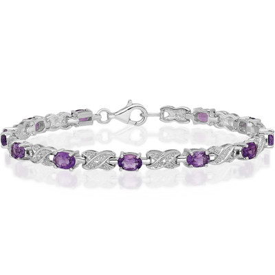 925 Sterlingsilber 4,50 ct lila Amethyst Tennisarmband 7 Zoll Ovalschliff,