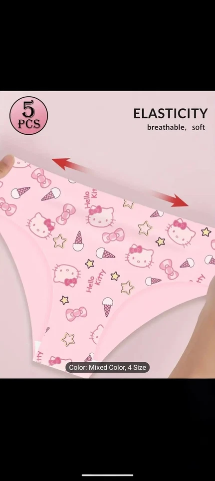 Juego de 5 bragas sin costuras de tiro bajo Hello Kitty transpirables talla mediana nuevas Foto 2 de 4