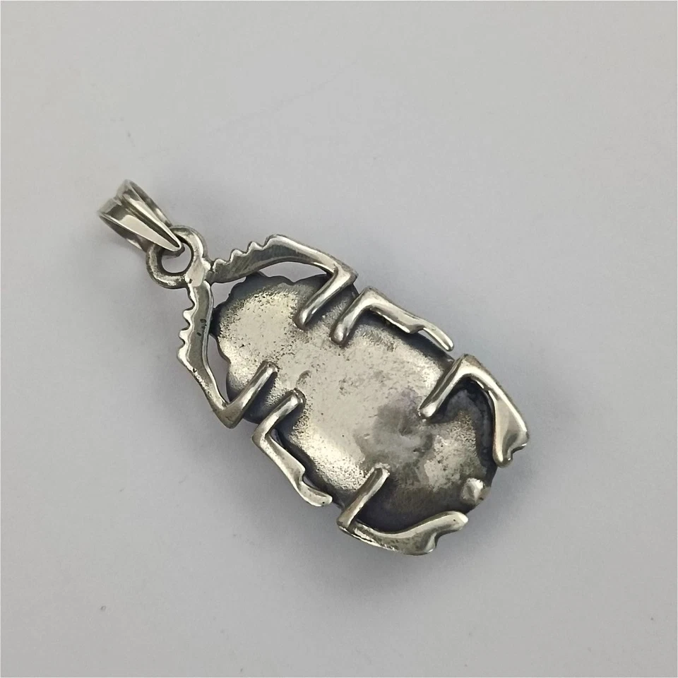 Collar Escarabajo Egipcio Plata 925, Hecho a Mano con Turquesa y Lapislázuli Coral Foto 4 de 4