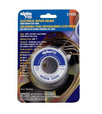 Alpha Fry 31406 Tin/Lead 40/60 Rosin Core Electrical Solder Wire 0.09 Dia. in.