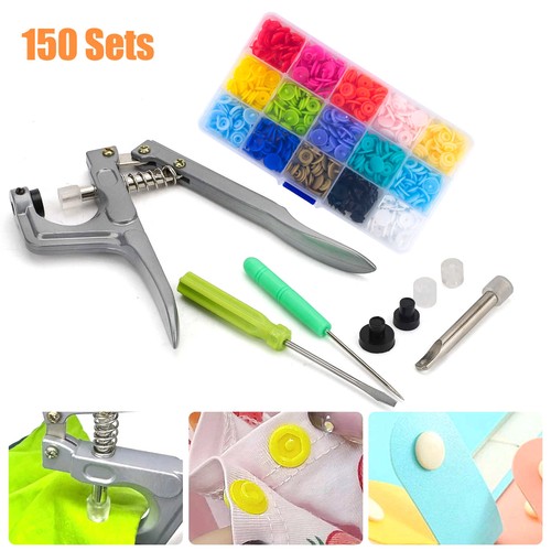 Snap Button Kit 150PCS Snap Buttons Press Tool Kit Sewing&Craft Fastener Pliers - Picture 7 of 14