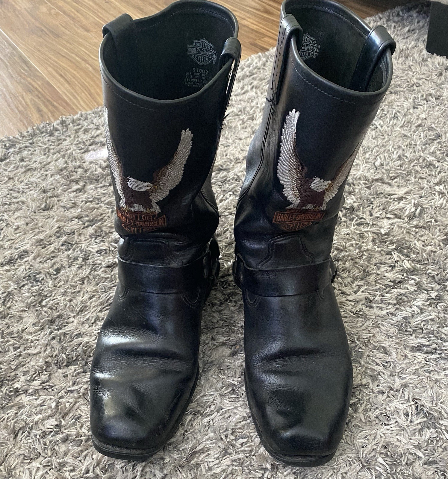 Harley-Davidson Black Darren Embroidered Eagle Harness Motorcycle Boots Size 11