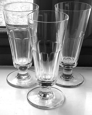 ANTIKES HOHES BIERGLAS SCHEIBENSCHLIFF um 1880 -7,3/4'' DREIer SET
