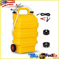 Portable 16 Gallon 60L Fuel Caddy Tank w/ 12V/4AA Battery Powered Transfer Pump