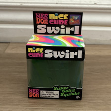 Nee Doh Nice Cube Swirl Super Solid Squish Squeeze Toy Green 26059YP