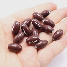 60 Brown and White Oval American Football Acrylic Ball Beads 15X9mm Kids Craft