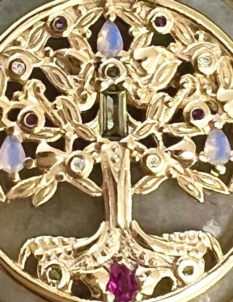 Alternate view of Genuine Gemstone 14k Gold Solid 925 Tree Life "spinner" Necklace Real