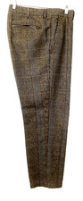 Houston White Men's Brown Plaid Poly Wool FF Casual Dress Pants Trousers 40/32