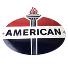 Vintage American Standard Sign - Porcelain Torch Gas Station Pump Plate Sign