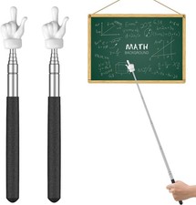 Uniclife 2 Pcs Telescopic Teachers Pointer Mini Retractable 2 Pcs, Black