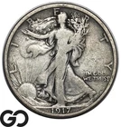 1917-S Walking Liberty Half Dollar, Rev MM, Scarce San Franciso Issue