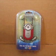 Vtg NOS Coby Dynamic Bass Boost RED CX-7 AM/FM Radio Mini Pocket Radio Earbuds