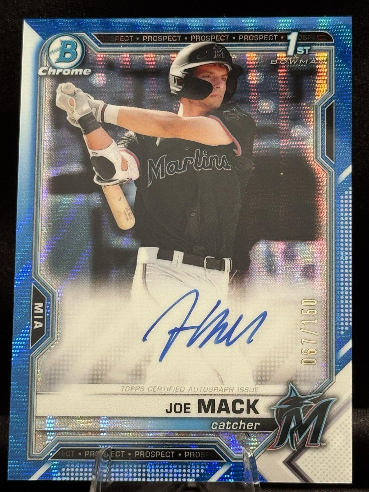 JOE MACK - 2021 Bowman Chrome Draft Auto Blue Wave Refractor /150 RC #CDA-JMA