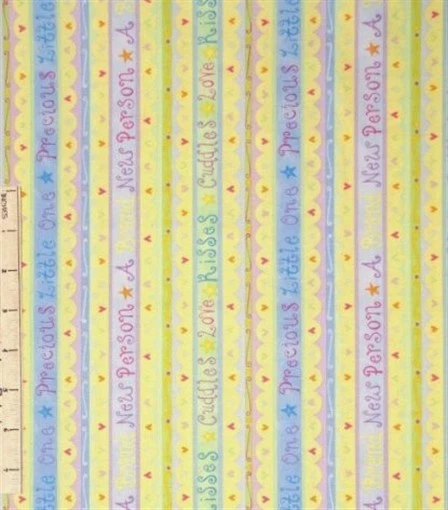 Tela de algodón amarilla a rayas Precious Little One Word de Henry Glass por yarda Foto 2 de 2