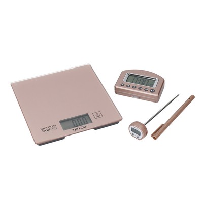 Taylor Pro Küchenwaage, Timer und Thermometer Geschenkset, Roségold