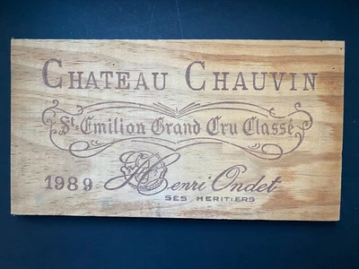 Ancienne estampe caisse vin bois CHATEAU CHAUVIN 1989 St Émilion Gd Cru Classé - Photo 1/2