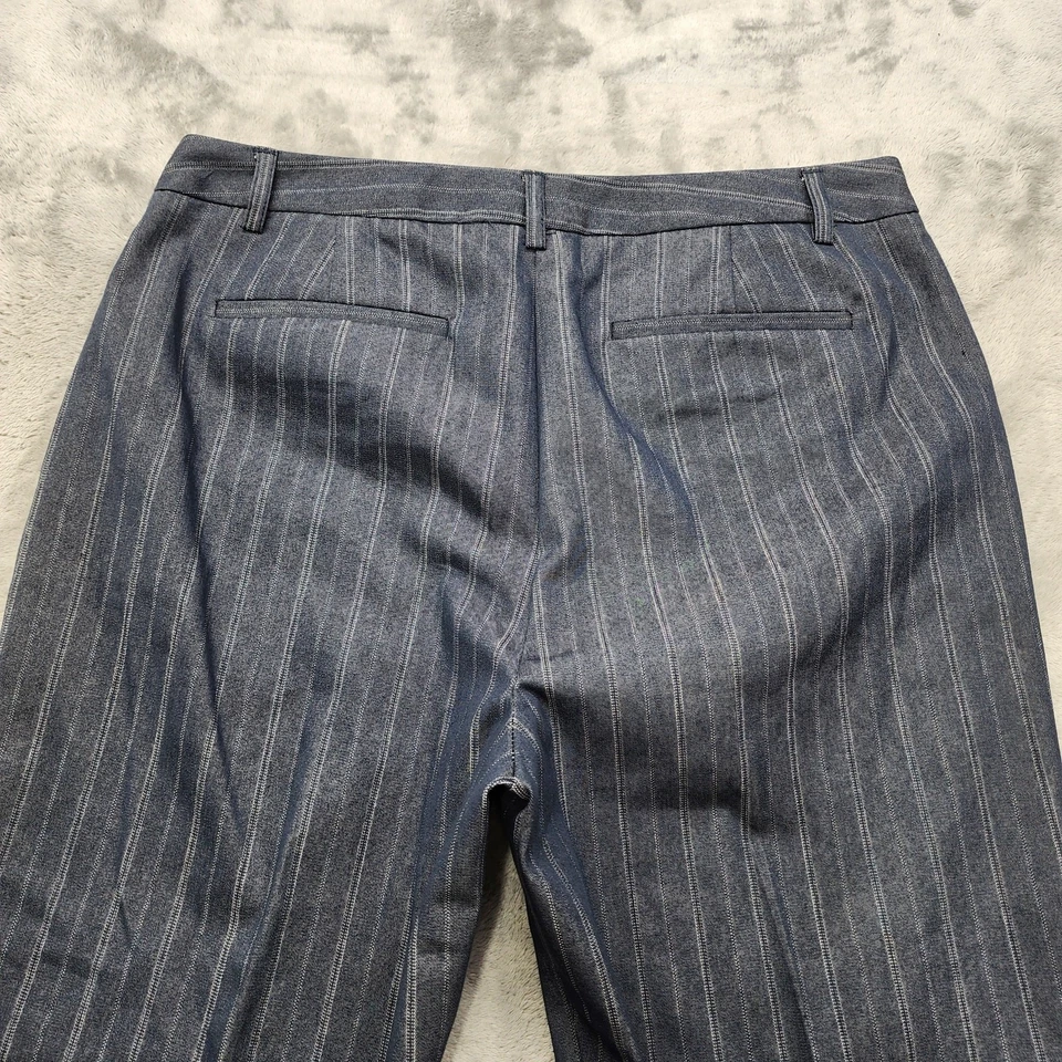 Pantalones Van Heusen para mujer 8 grises blancos a rayas tiro medio recto corto tobillo oficina Foto 3 de 4