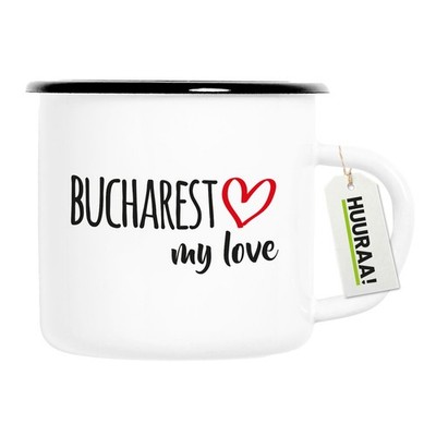 Emaille Tasse Bucharest my love Geschenkidee Bucharest Geschenk Präsent Mitbring