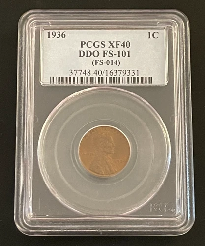 1936 1c Lincoln Wheat penny DDO FS-101 XF40 PCGS