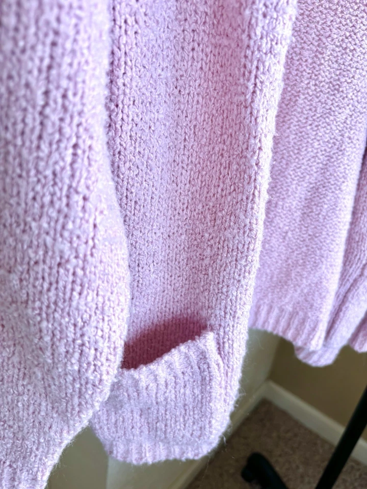 Vintage Granny Sweater Cardigan VTG Cascade Classics Light Pink w Pockets Size M - Image 4 of 4