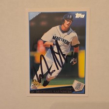 Topps 2009 Michael Saunders #UH3 Mariners Rookie Autographed Baseball Card. rookie card picture