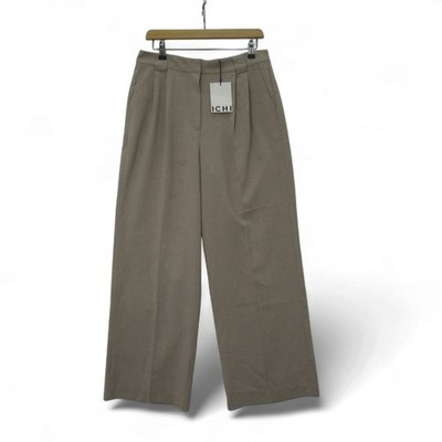ICHI Trousers UK 12 Beige Wide Leg 40 Dress Pants With Tags RRP £74.99 Preloved