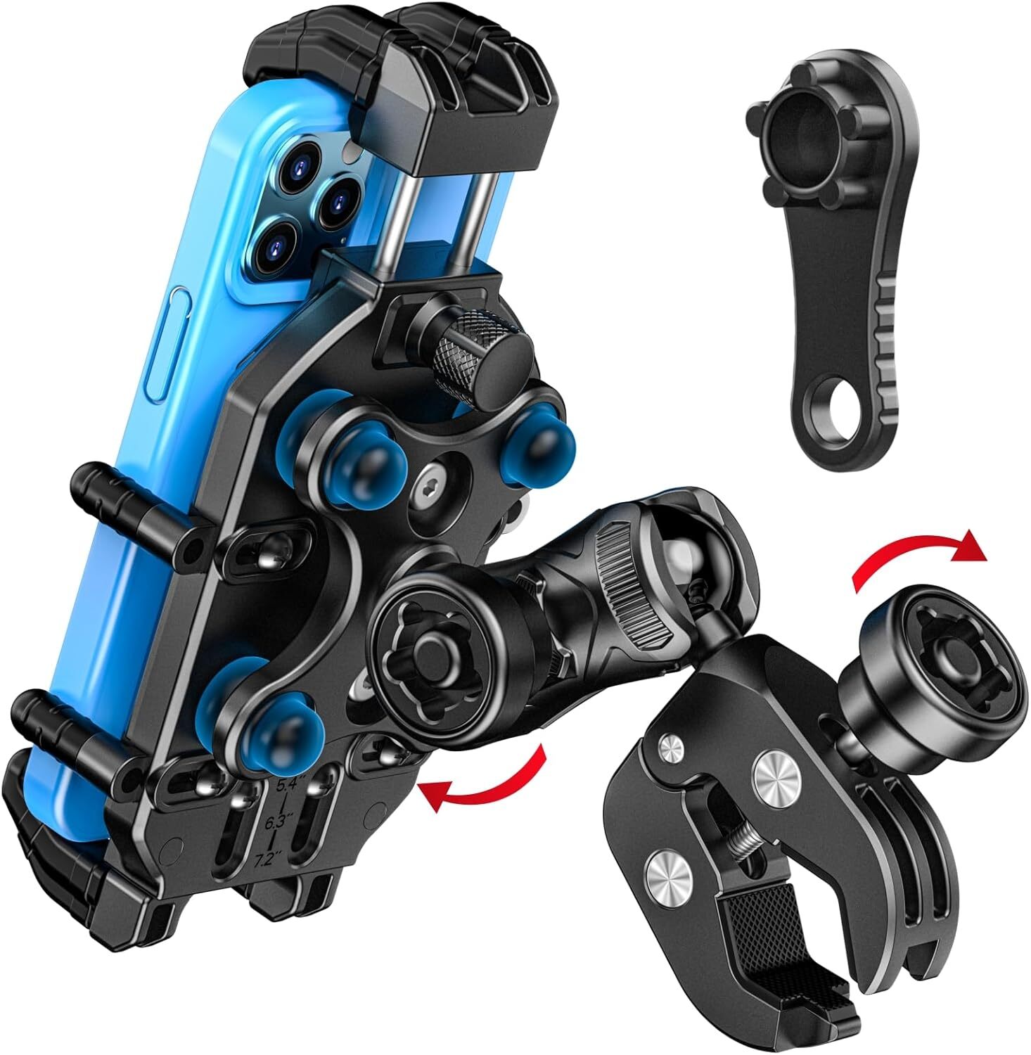 Anti Theft Lock Motorcycle Phone Mount with Vibration Dampener, Bike Phone Holde