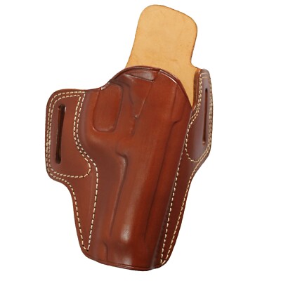 Leather Pancake OWB Carry Two Slot Fast Draw Gun Holster